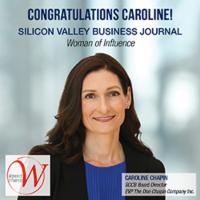 Image of Caroline Chapin and a Congratulations for her Women of Influence honor